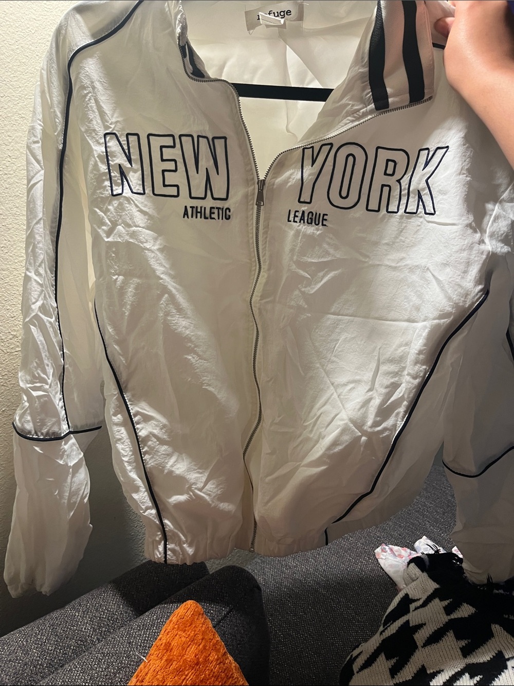 New York Athletic White Zip Windbreaker Jacket